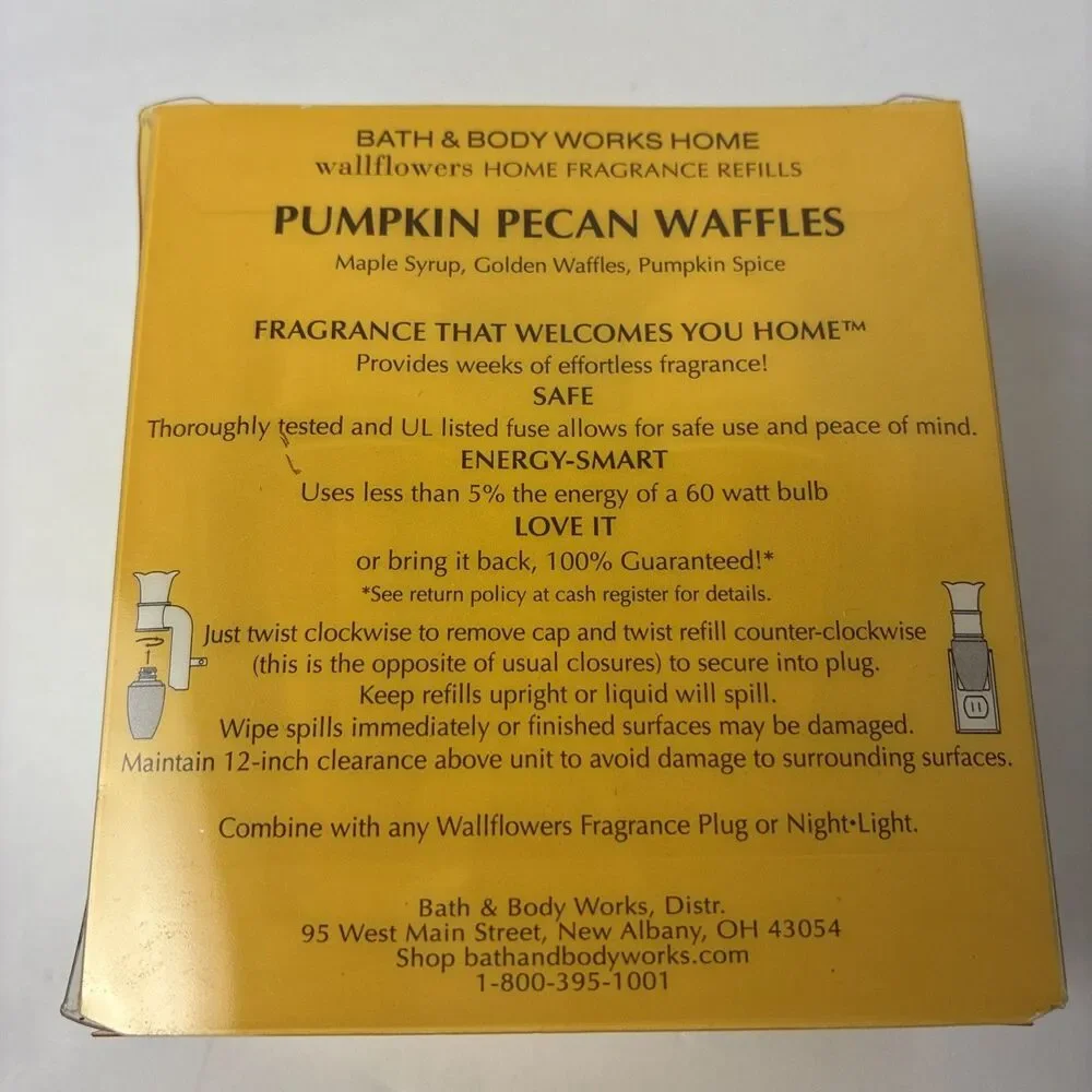 BATH & BODY WORKS HOME WALLFLOWER PUMPKIN PECAN WAFFLES 2 REFILLS NEW